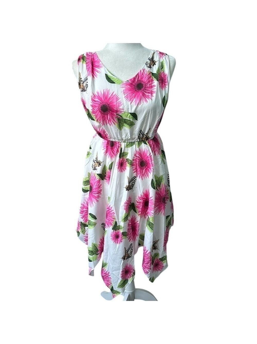Sunny Fashion Girls Rose Flower Sleeveless Dress Hanky Hem Size 14 NWT